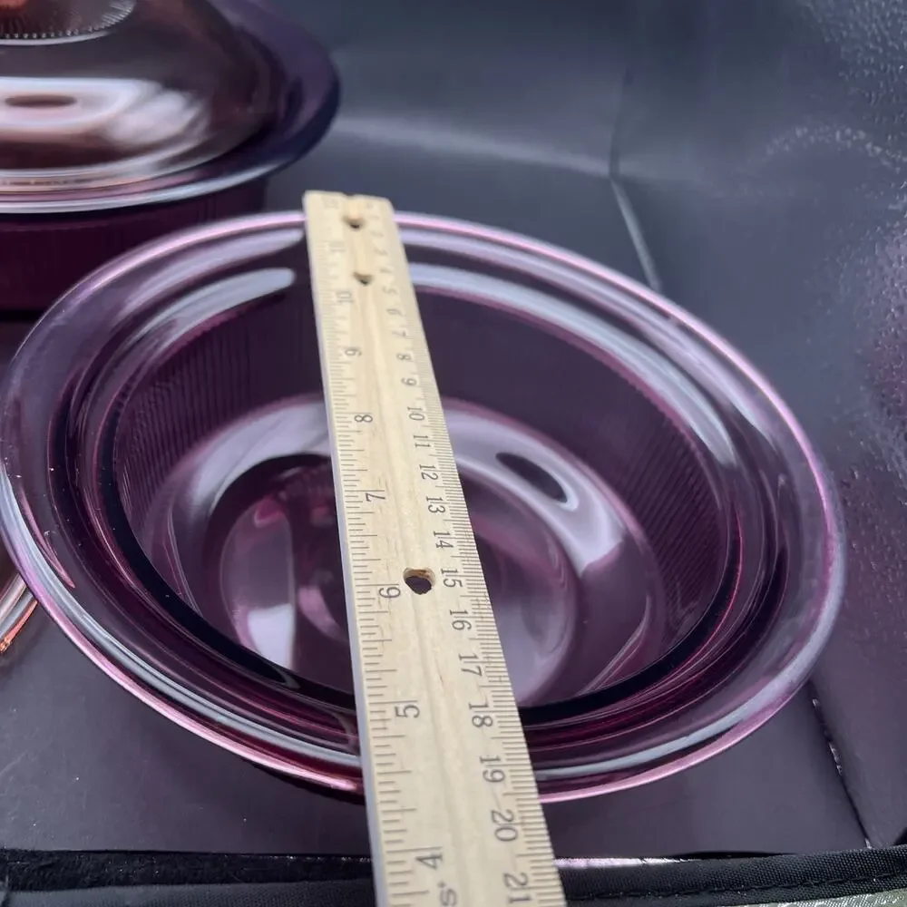 Vision Corning Cranberry Casserole 24oz & 1 Qt Lid Lot Of 2 Cook Bake Ware Pyrex